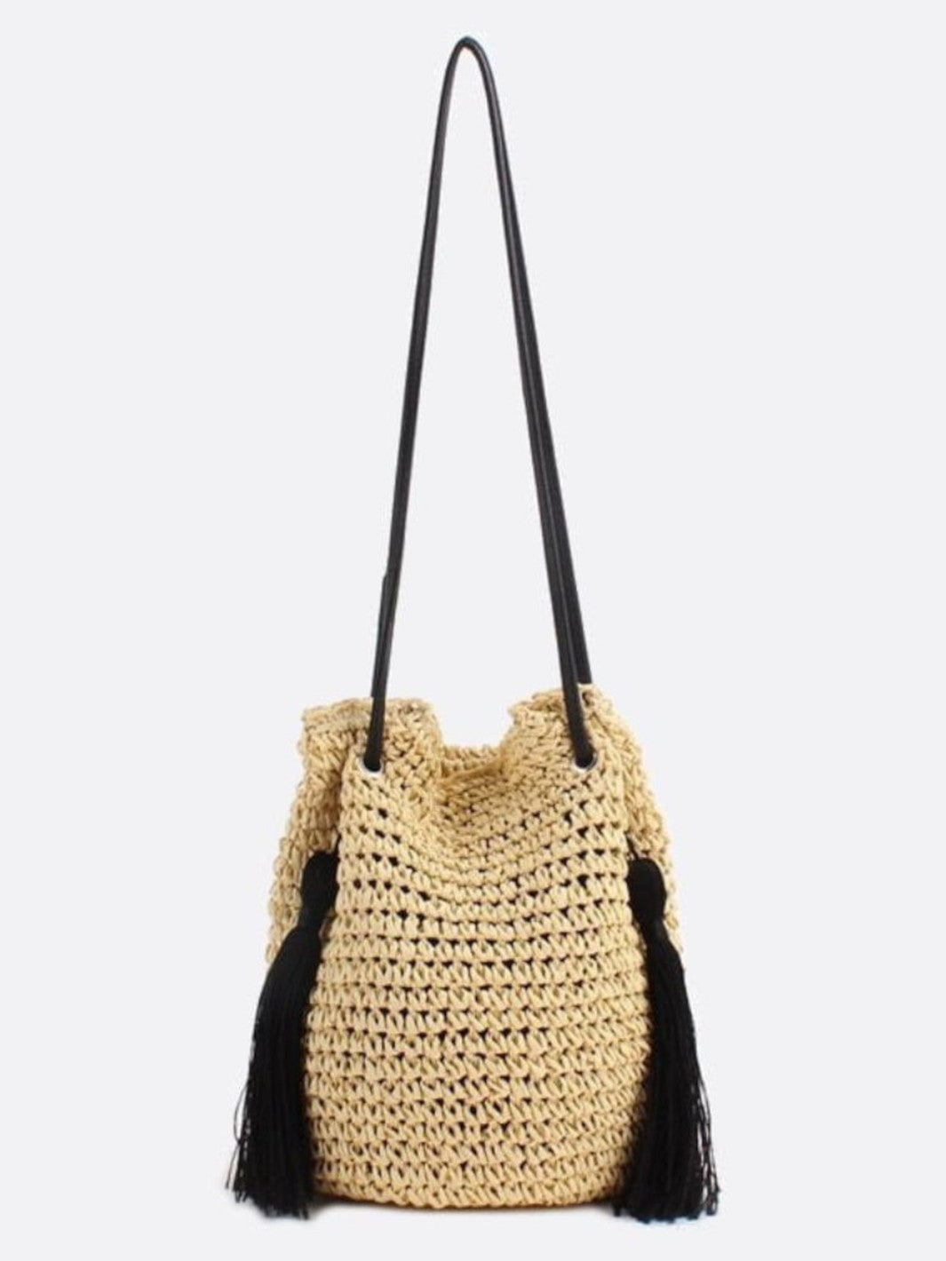 Sac bourse paille beige