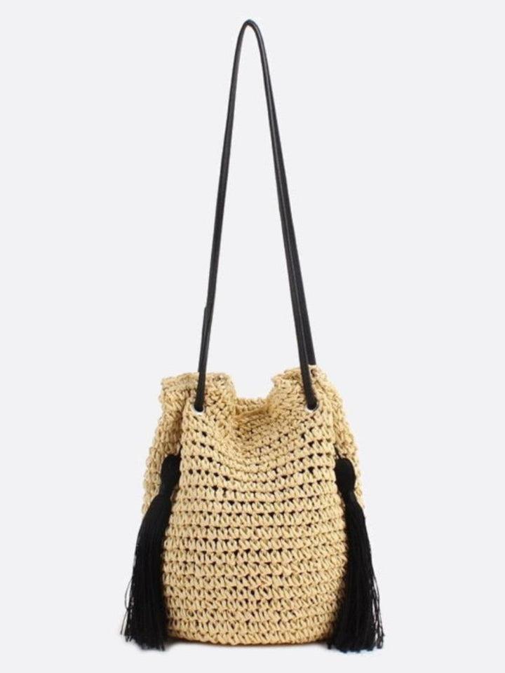 Sac bourse paille beige
