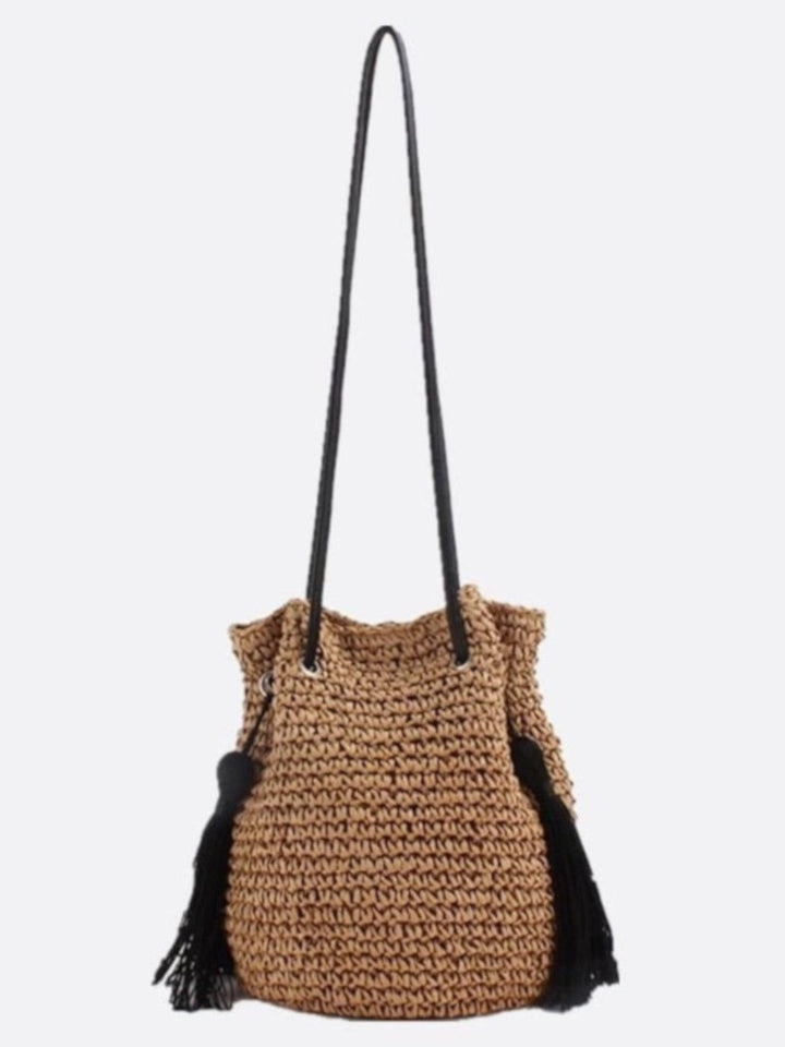Sac bourse paille marron clair