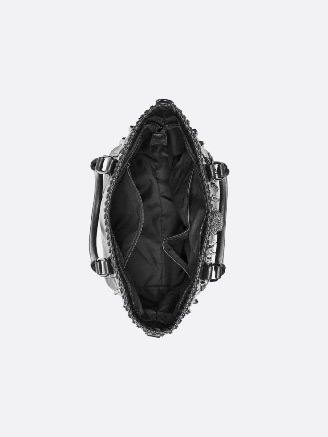 Sac cabas cuir noir clouté <br>Deymos