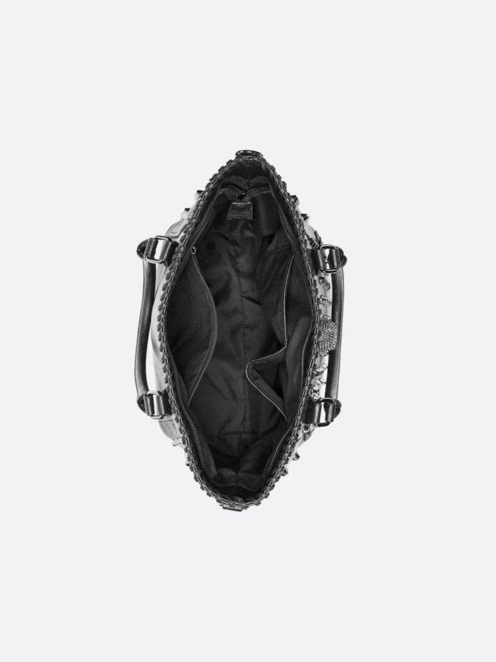 Sac cabas cuir noir clouté <br>Deymos