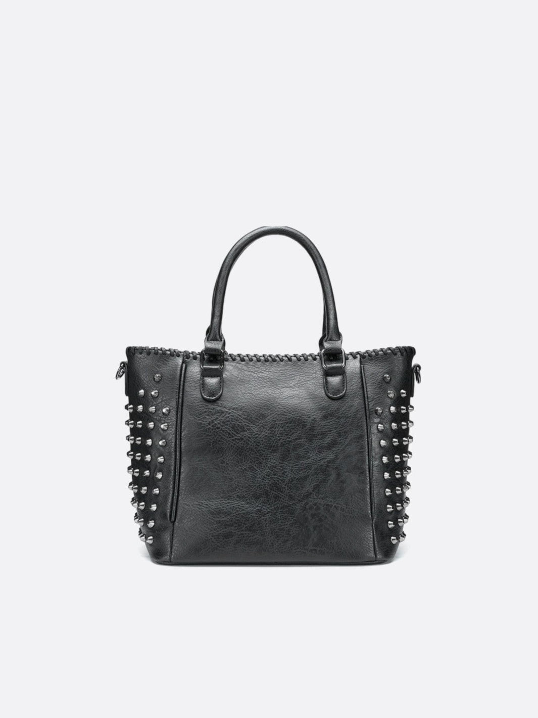 Sac cabas cuir noir clouté <br>Deymos