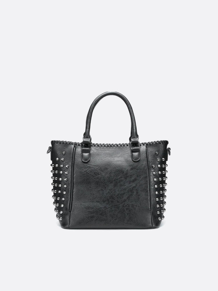 Sac cabas cuir noir clouté <br>Deymos