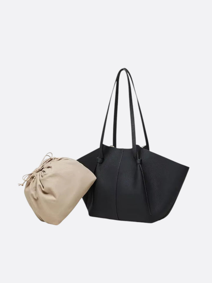 cabas cuir noir rigide