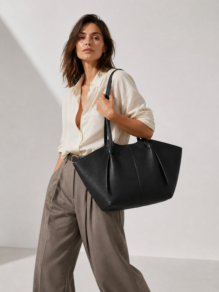 Sac cabas cuir noir femme