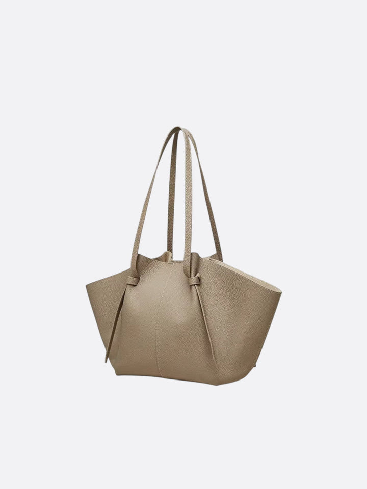 Sac cabas cuir grège rigide