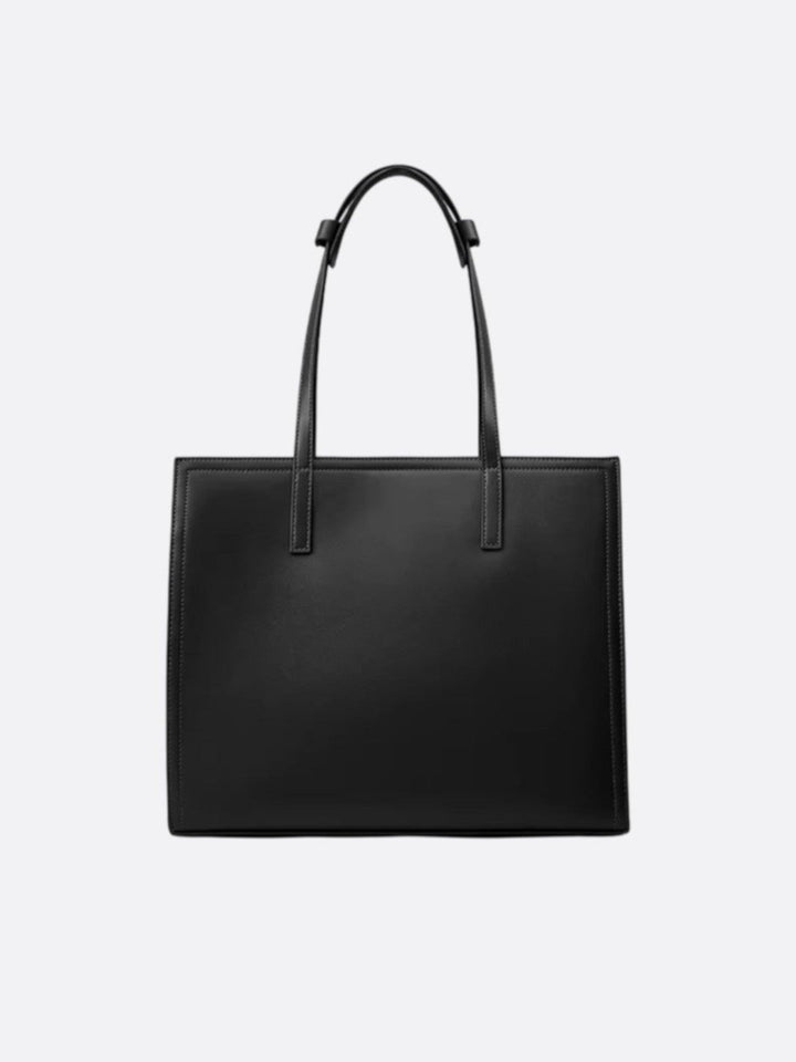 sac cabas cuir noir porté épaule