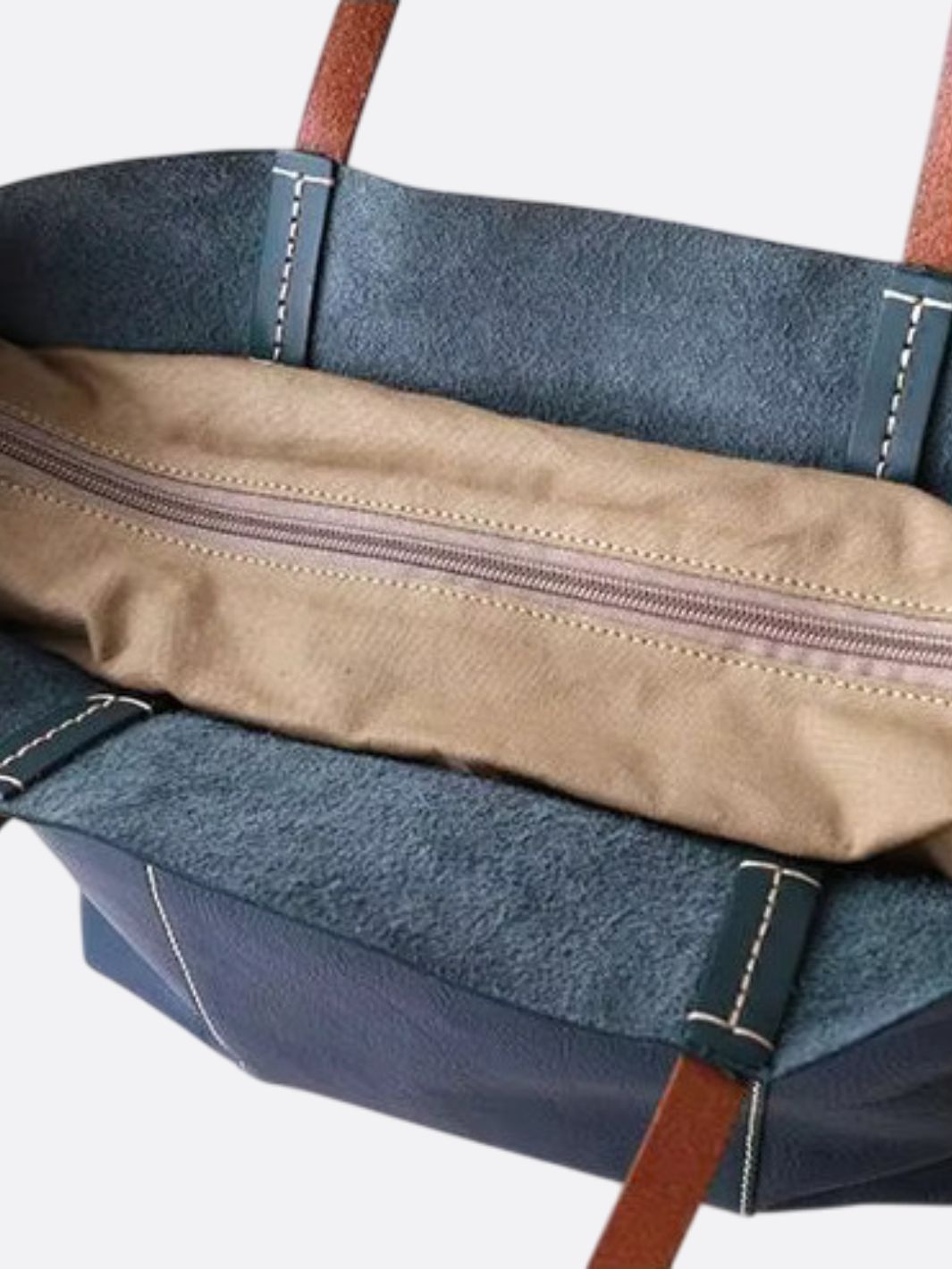 Sac cabas en cuir bleu marine <br>Galet