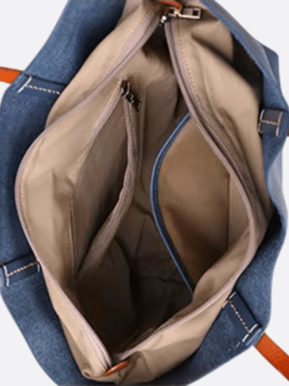 Sac cabas en cuir bleu marine <br>Galet