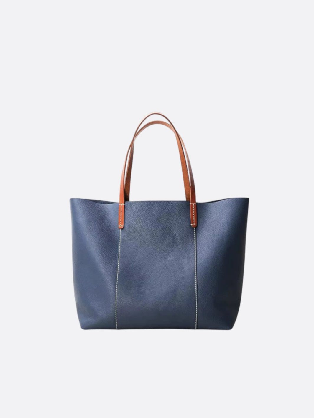 Sac cabas cuir bleu marine