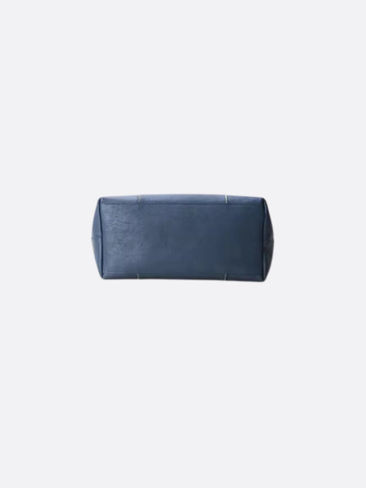 Sac cabas en cuir bleu marine <br>Galet