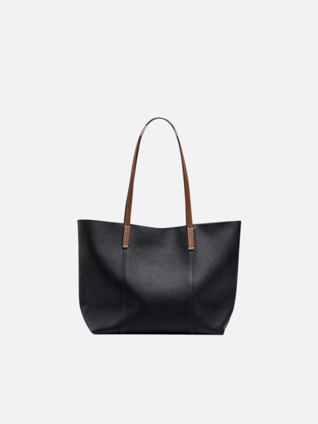 sac cabas cuir grainé noir