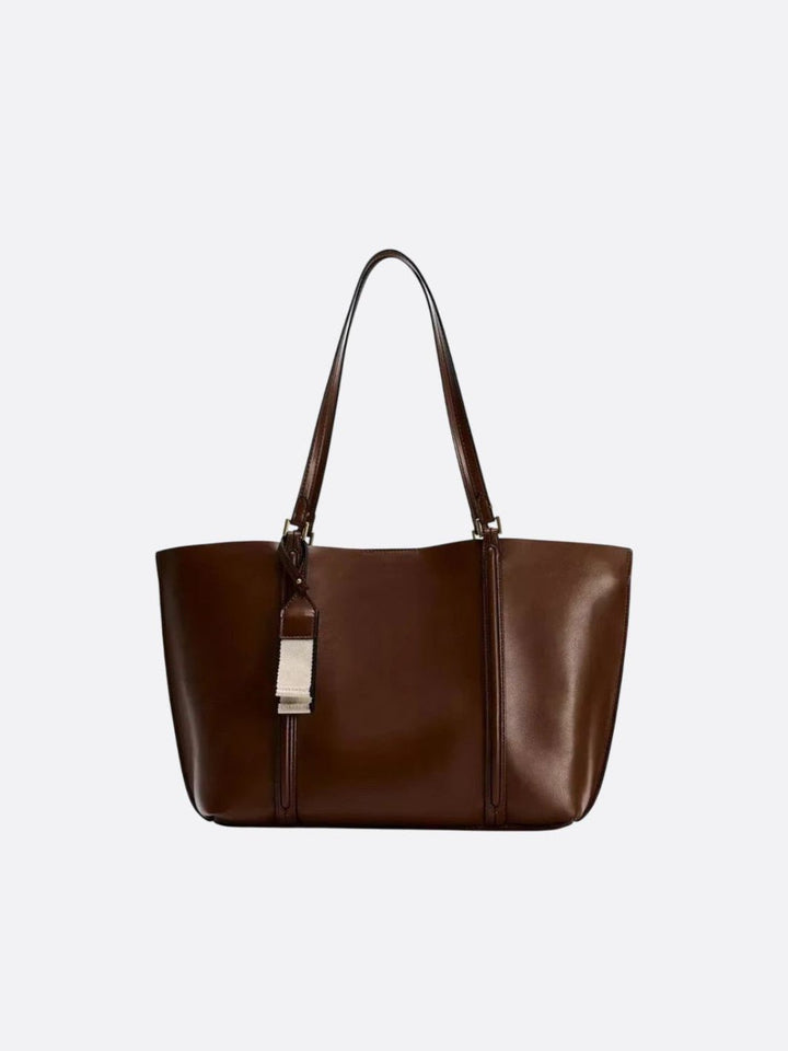 sac cabas cuir lisse marron
