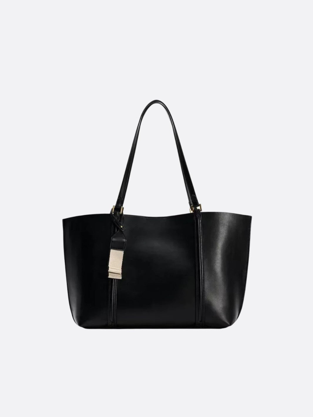 sac cabas cuir lisse noir