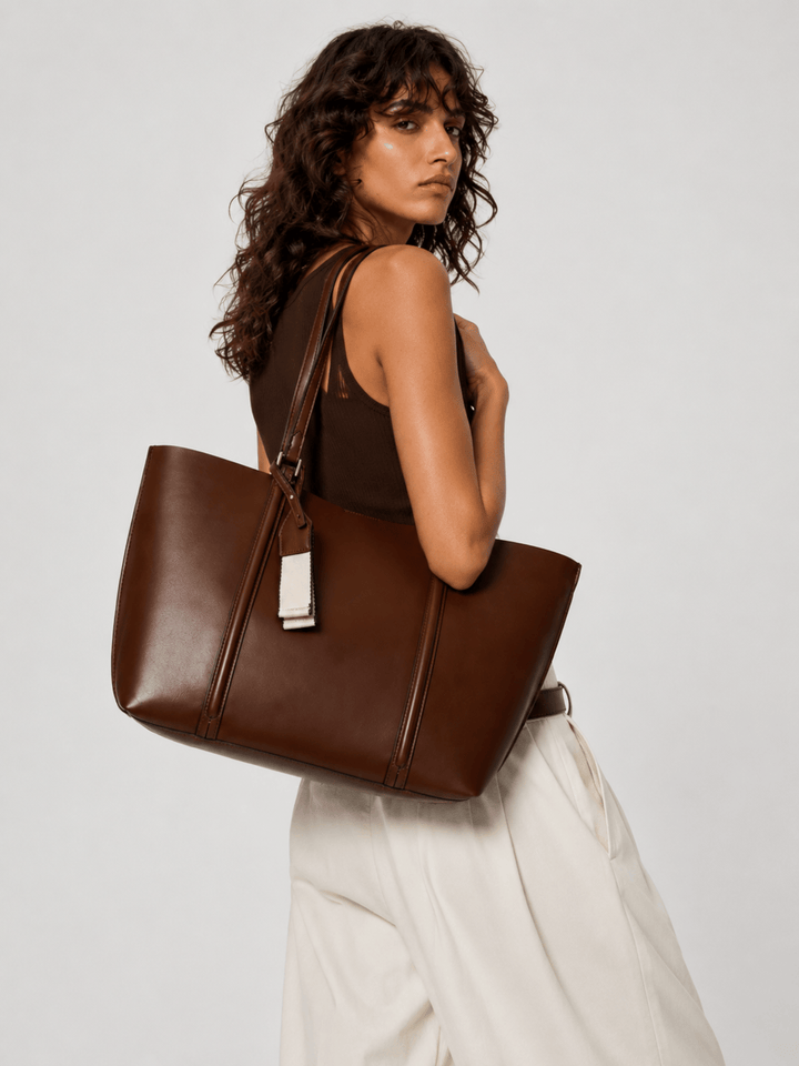 sac cabas cuir lisse femme