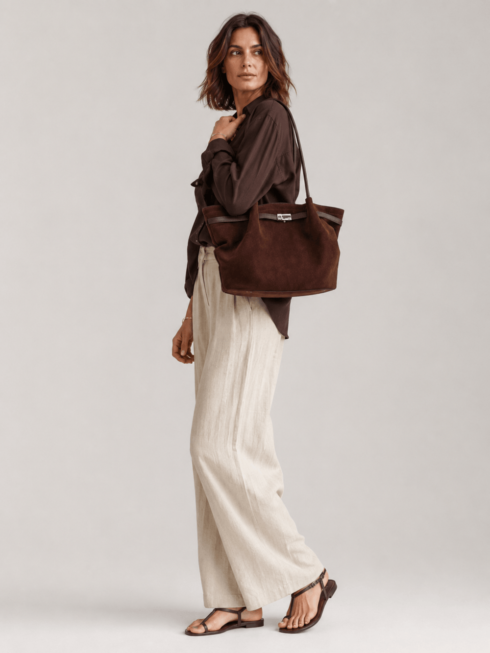 Sac cabas daim souple femme