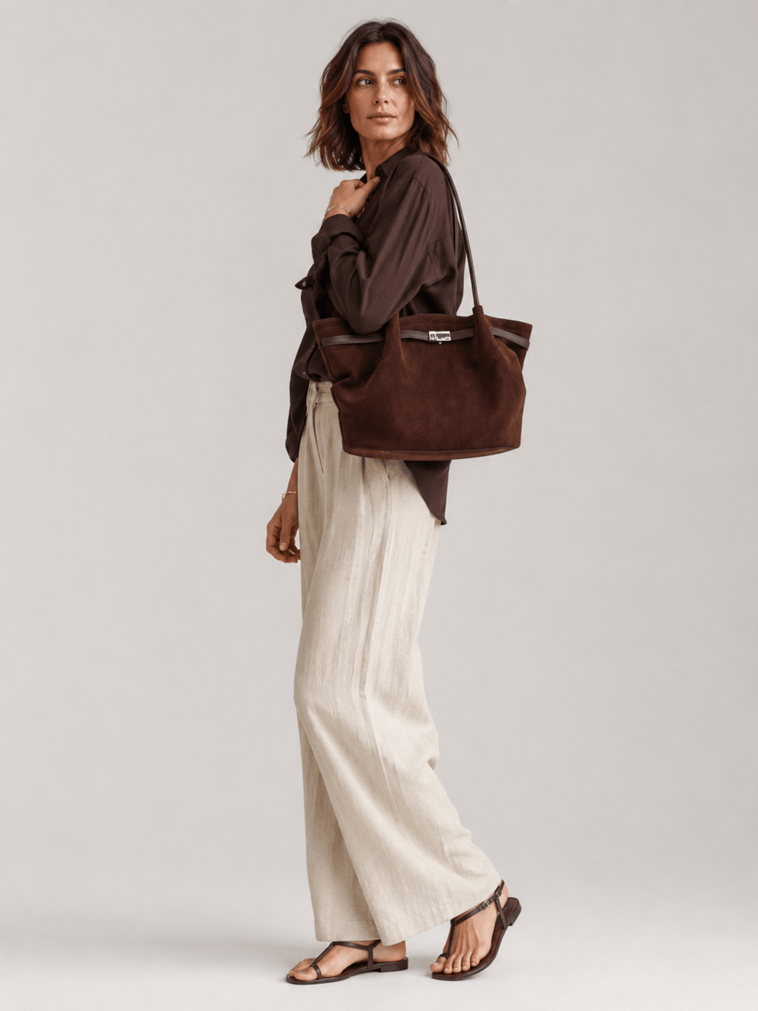 Sac cabas daim souple femme