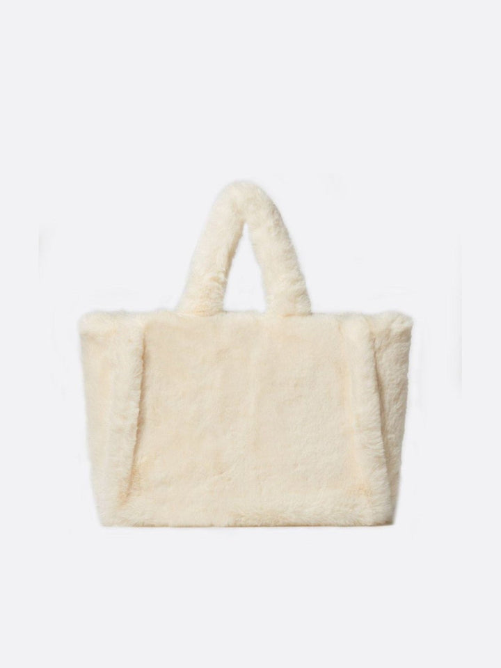 sac cabas blanc fausse fourrure