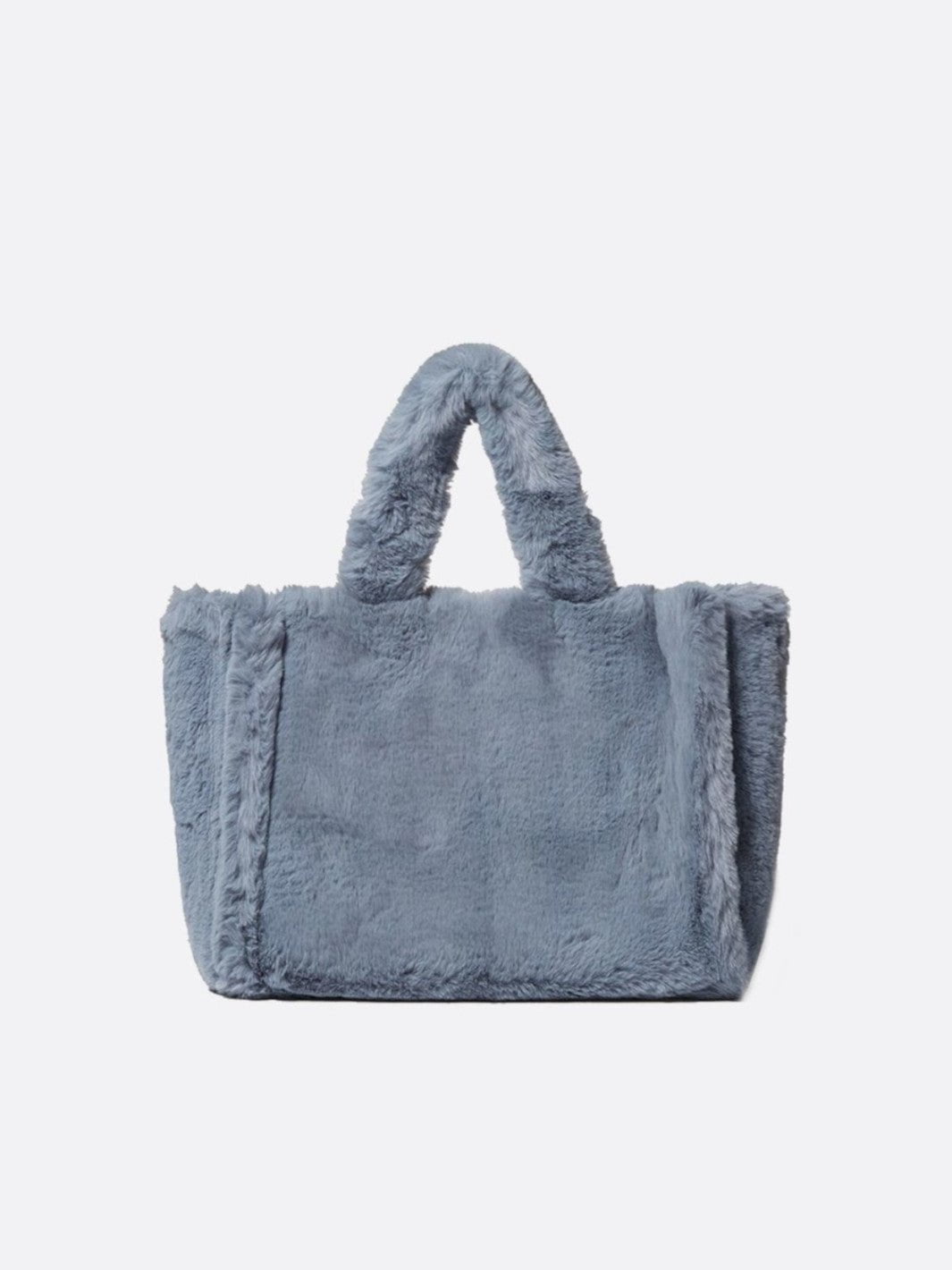 sac cabas bleu ciel fausse fourrure