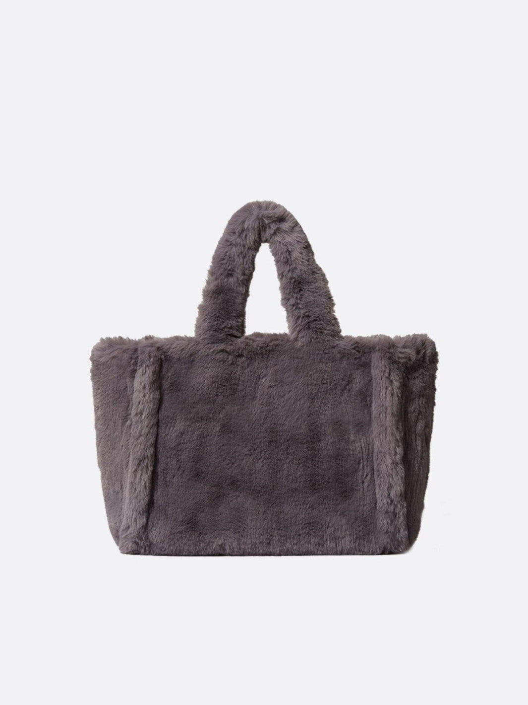 sac cabas gris fausse fourrure