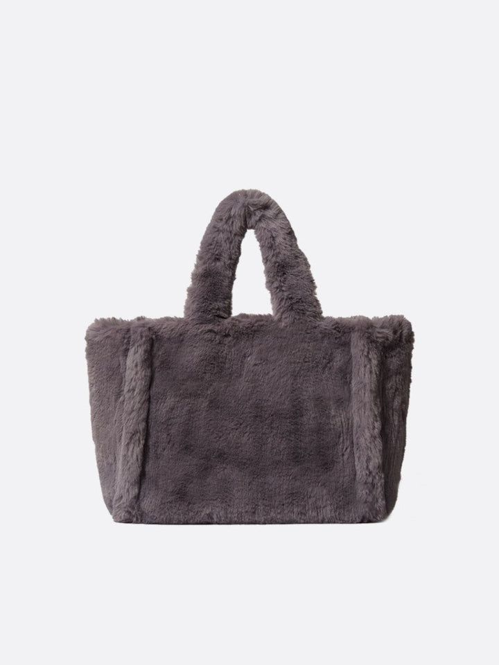 sac cabas gris fausse fourrure