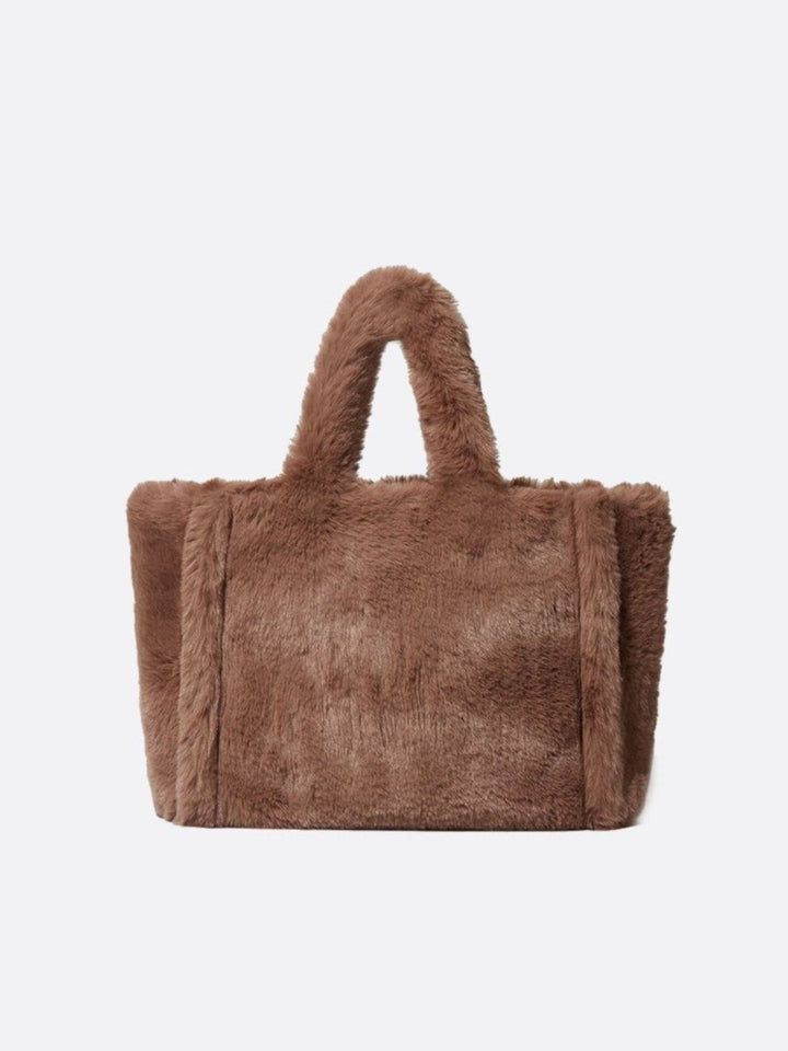 sac cabas marron fausse fourrure