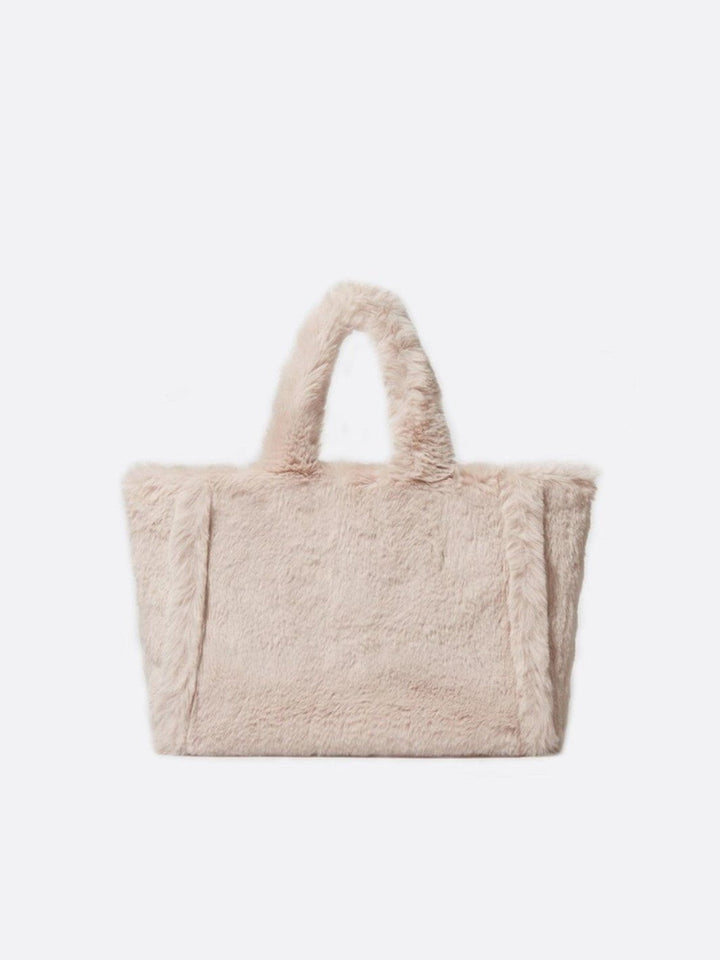 sac cabas rose pâle fausse fourrure