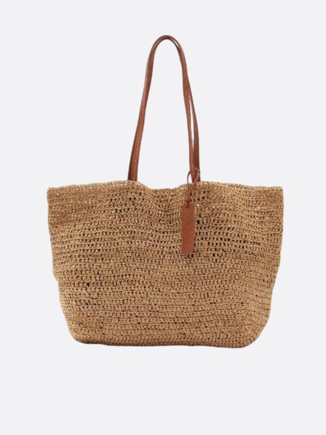 Sac cabas paille et cuir