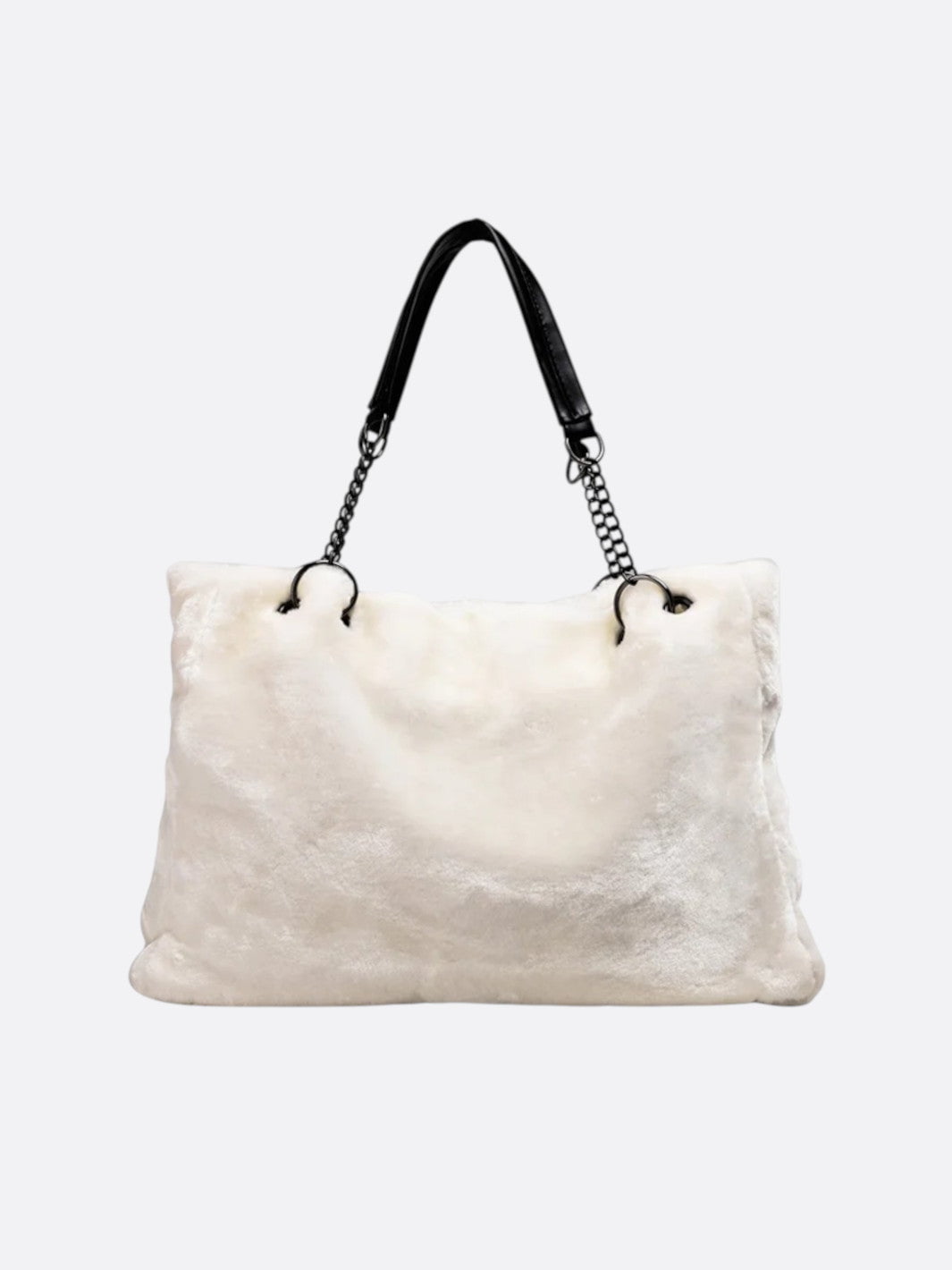 Sac cabas peluche blanc