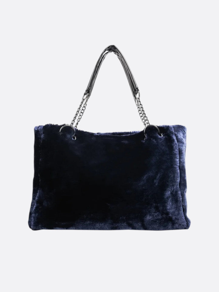 Sac cabas peluche bleu marine