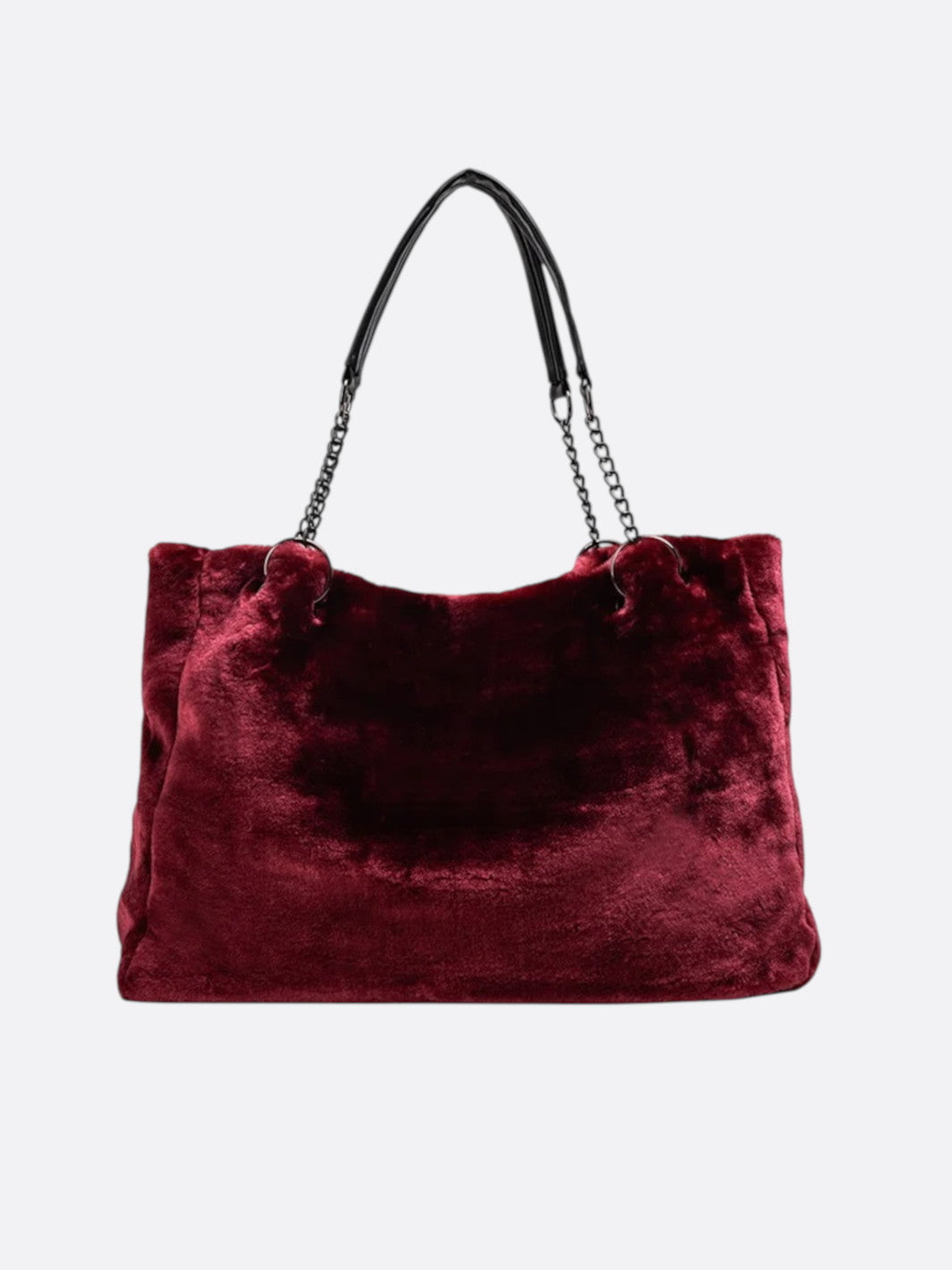 Sac cabas peluche bordeaux