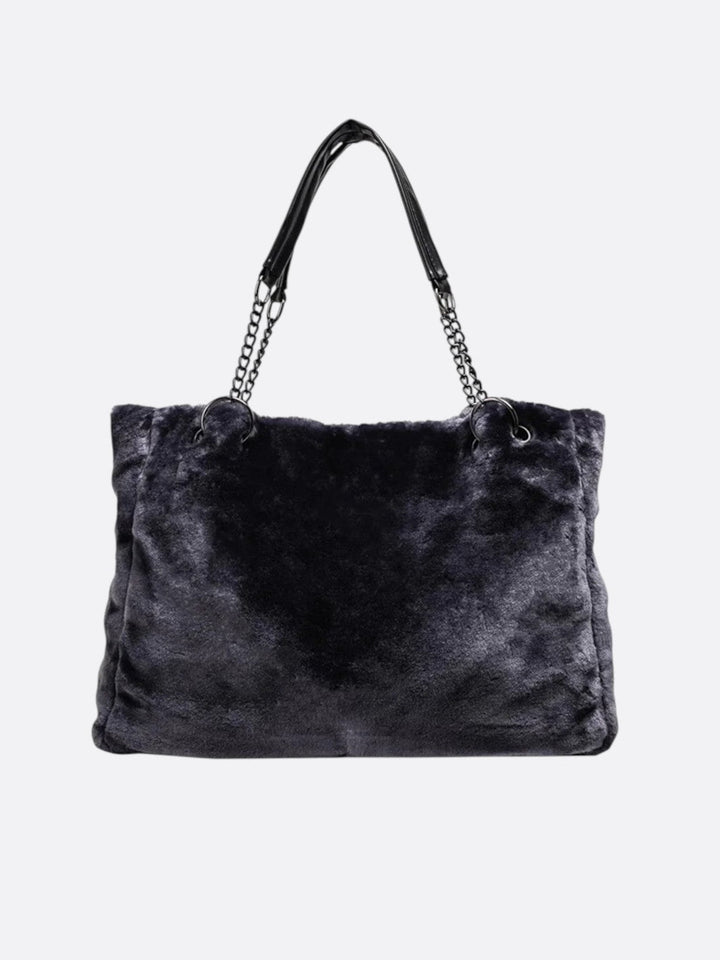 Sac cabas peluche gris foncé