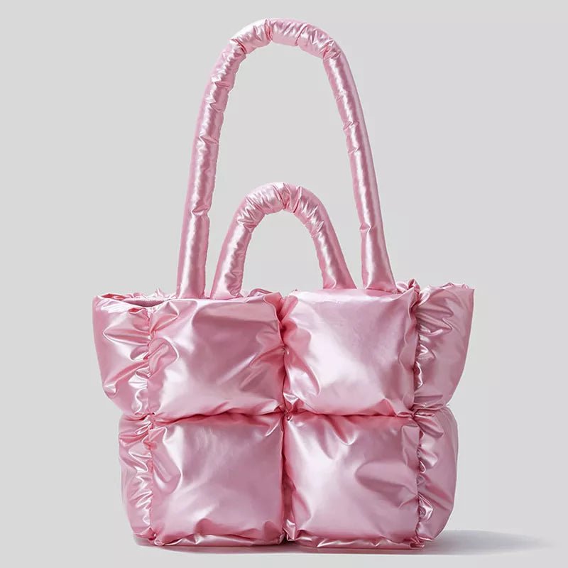 sac cabas matelassé rose métallisé