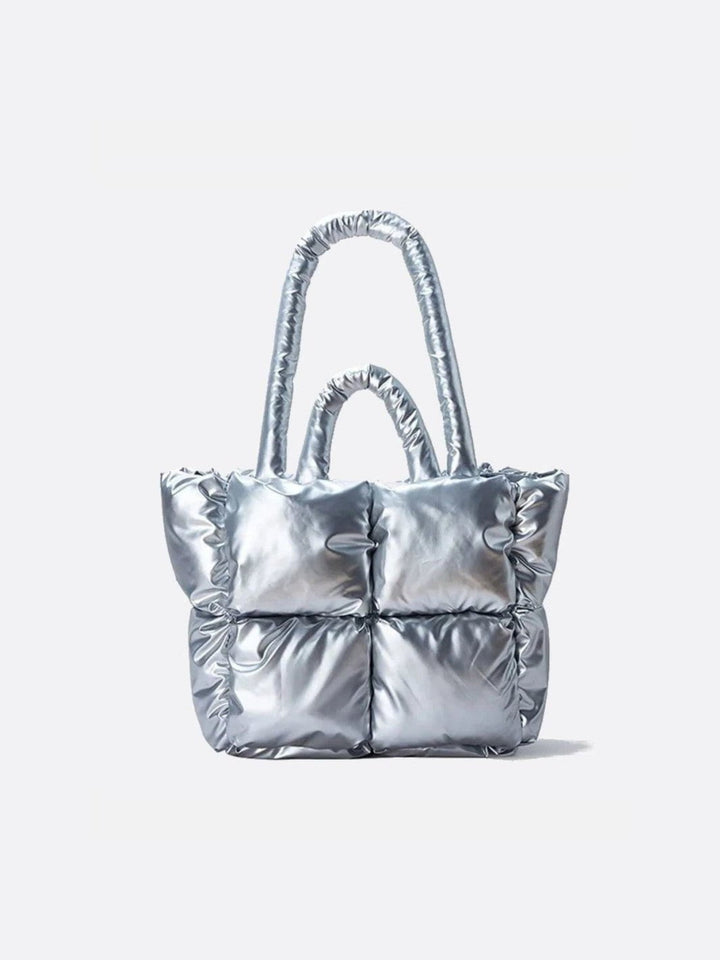 Sac cabas métallisé argenté