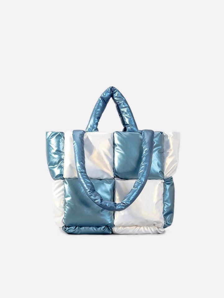 Sac cabas métallisé blanc et bleu