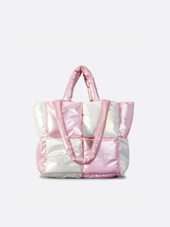 Sac cabas métallisé blanc et rose