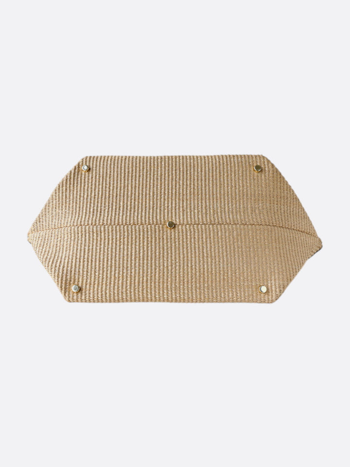 Straw and leather tote bag <br>Mother-of-pearl