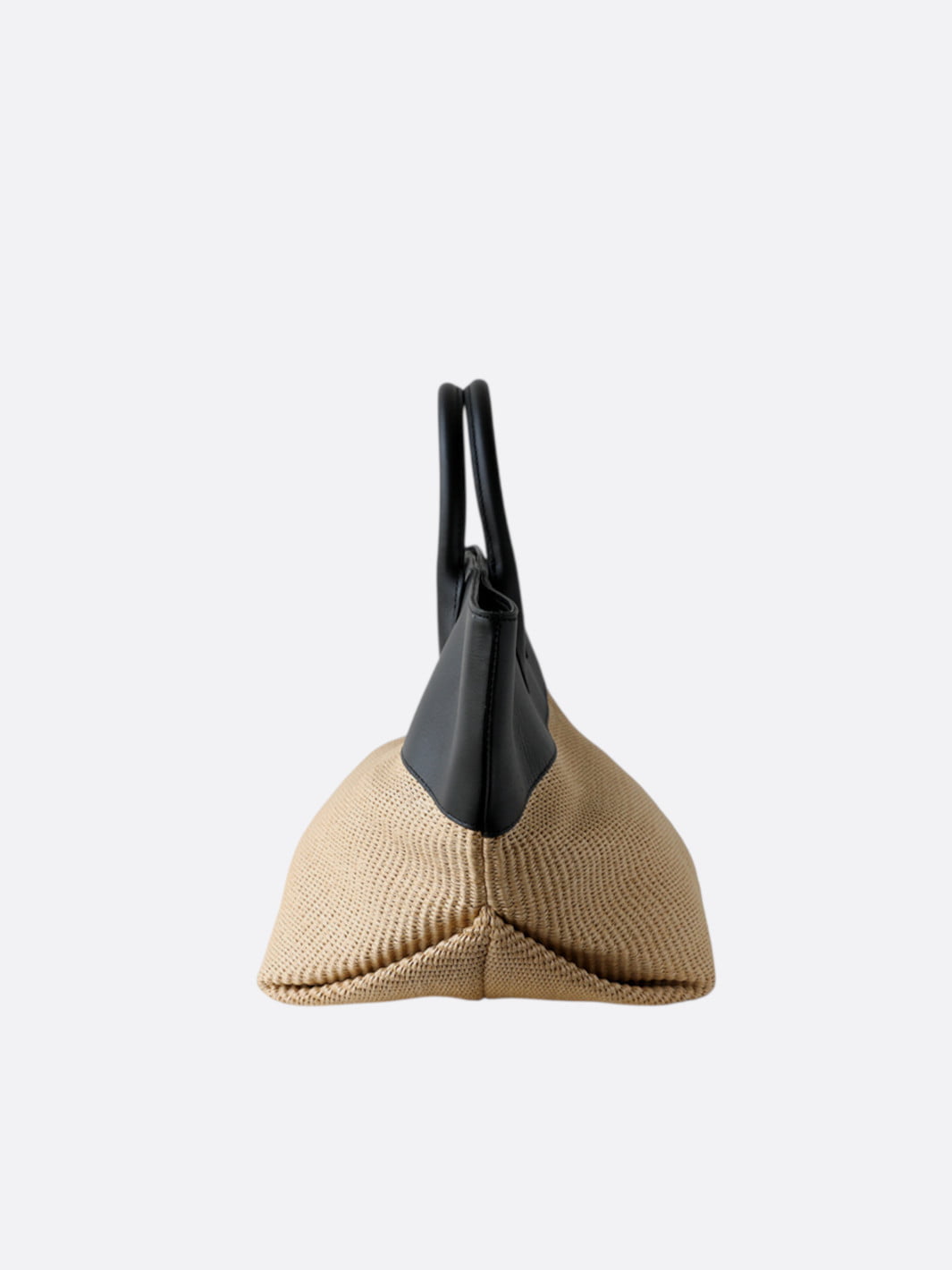 Straw and leather tote bag <br>Mother-of-pearl
