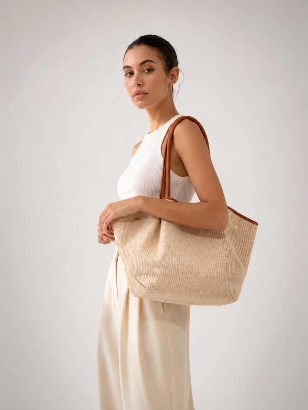 sac paille et cuir femme