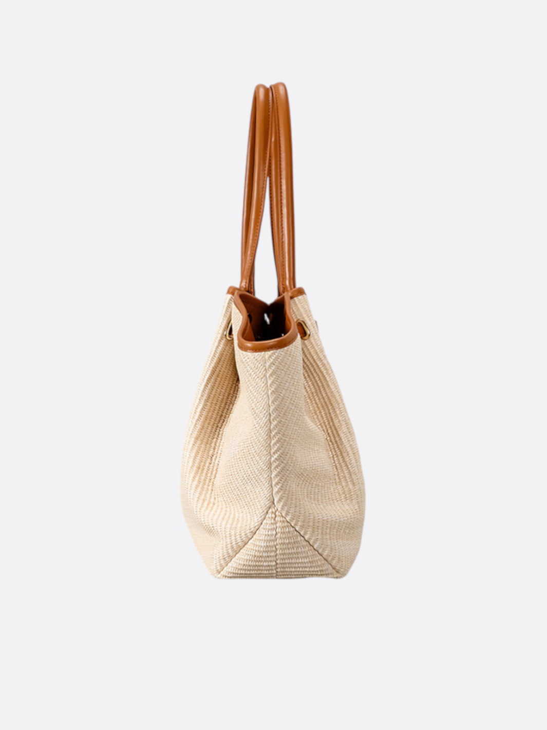 Shopper aus Stroh und camelbraunem Leder <br>Rivage