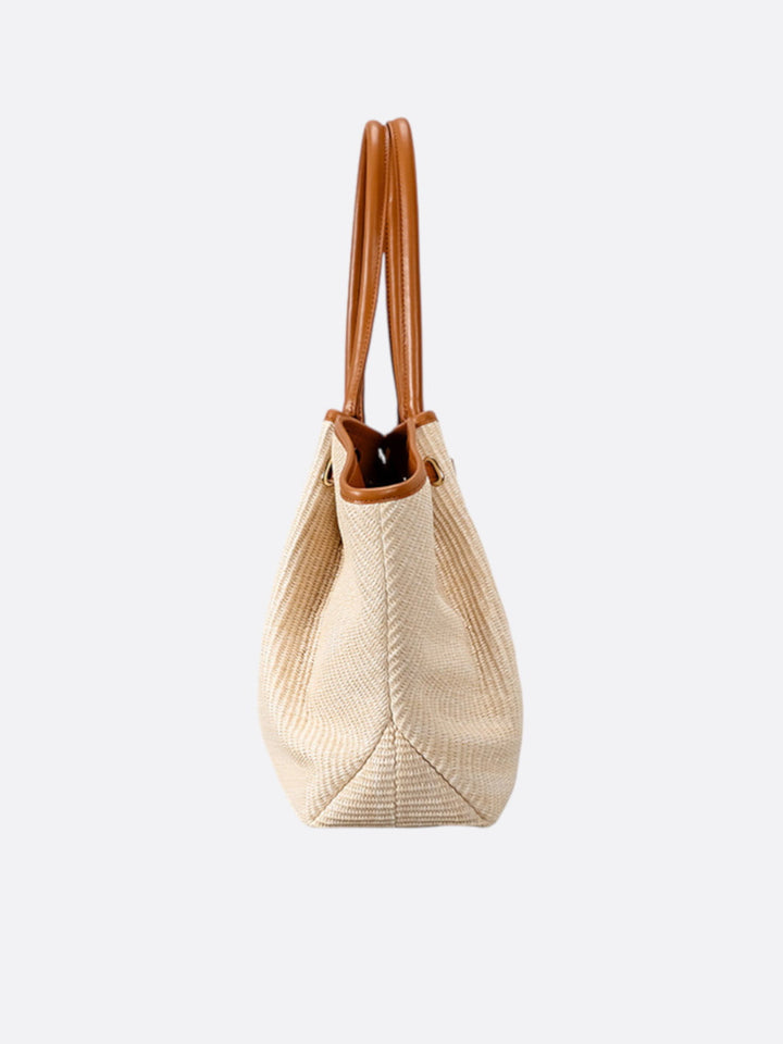Shopper aus Stroh und camelbraunem Leder <br>Rivage