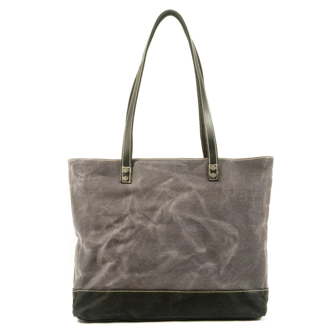 Canvas tote bag with leather handles