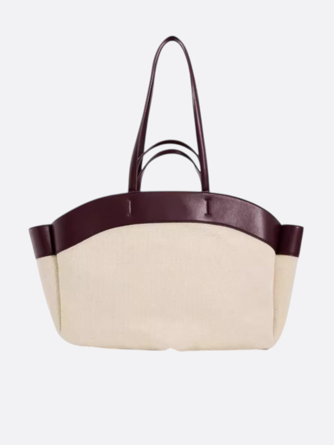 Sac cabas toile et cuir bordeaux