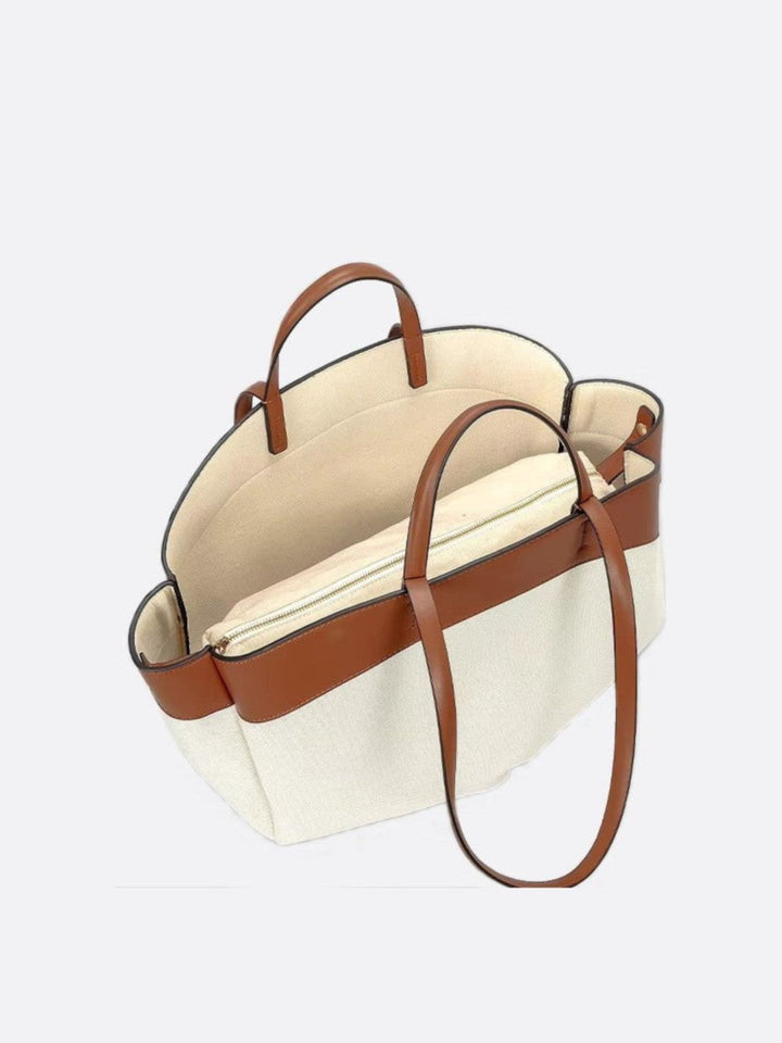 Sac cabas toile et cuir femme