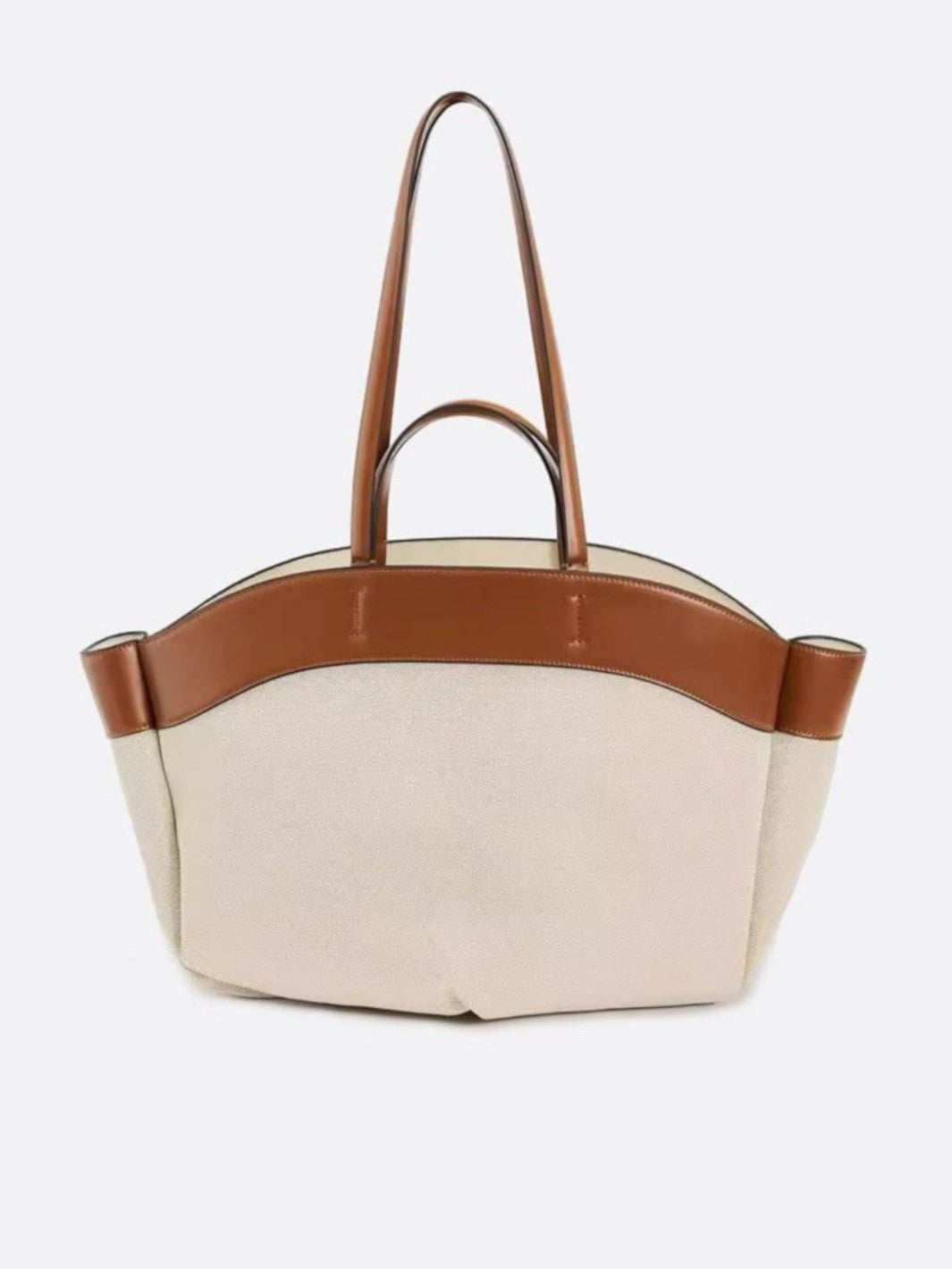 Sac cabas toile et cuir camel