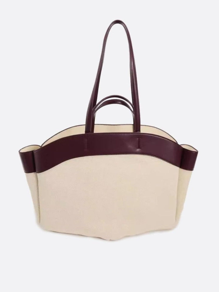 Sac cabas toile et cuir marron