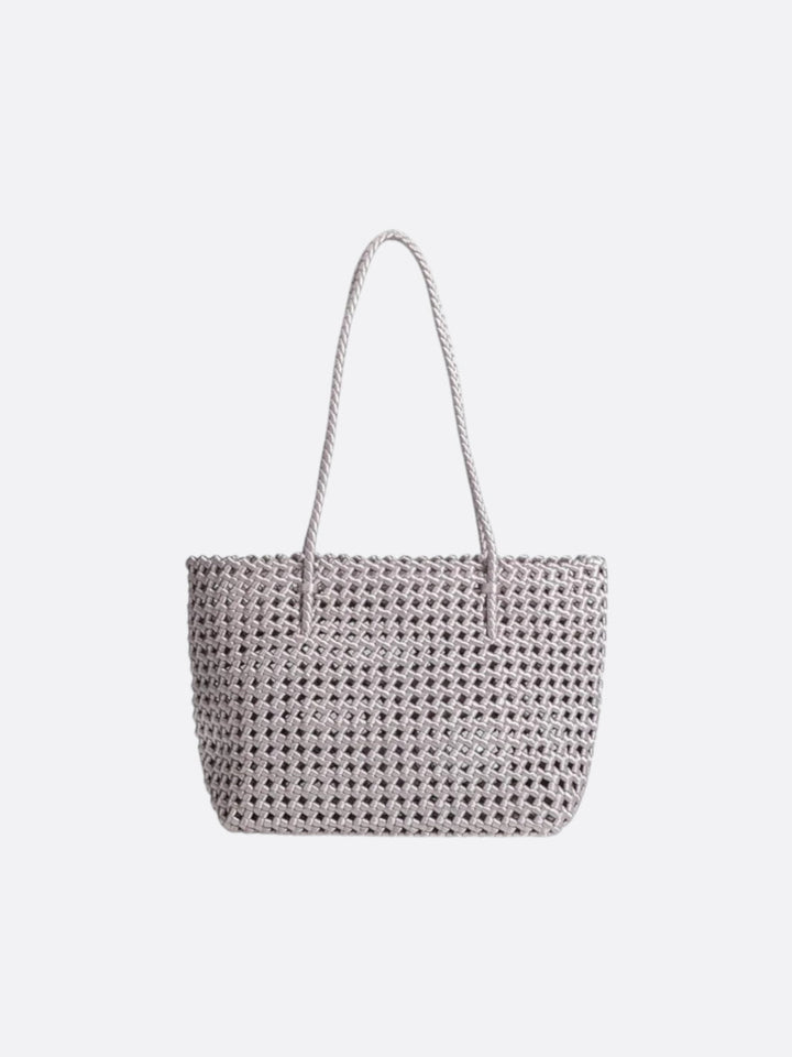 sac cabas tressé gris clair