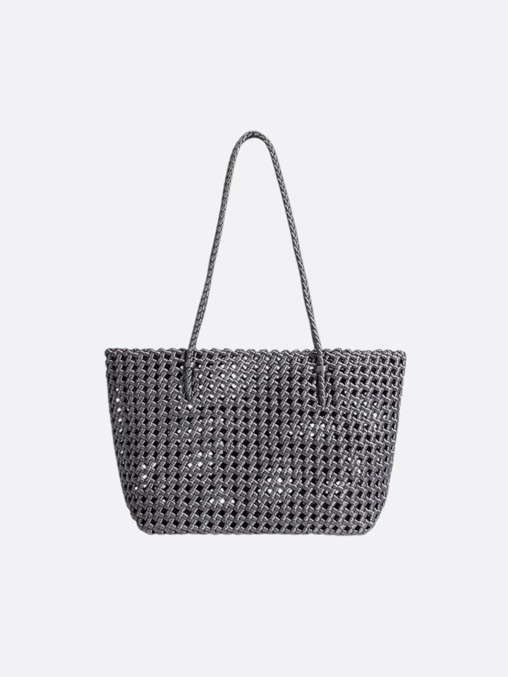sac cabas tressé gris foncé