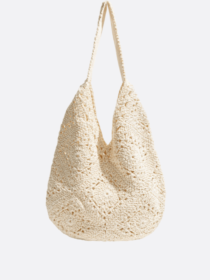 sac crochet beige