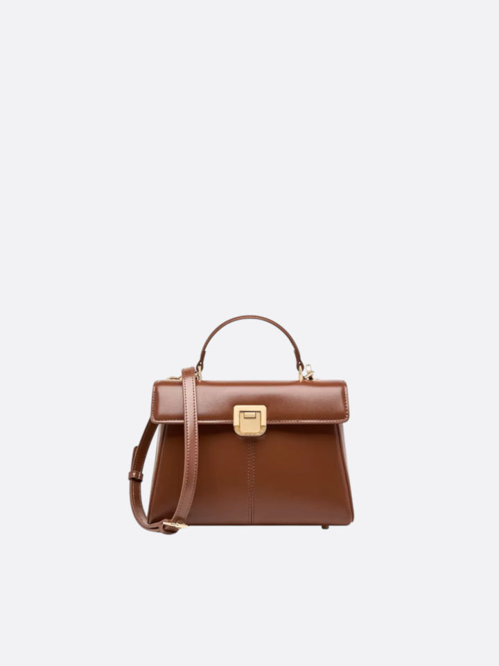 sac cuir trapèze marron